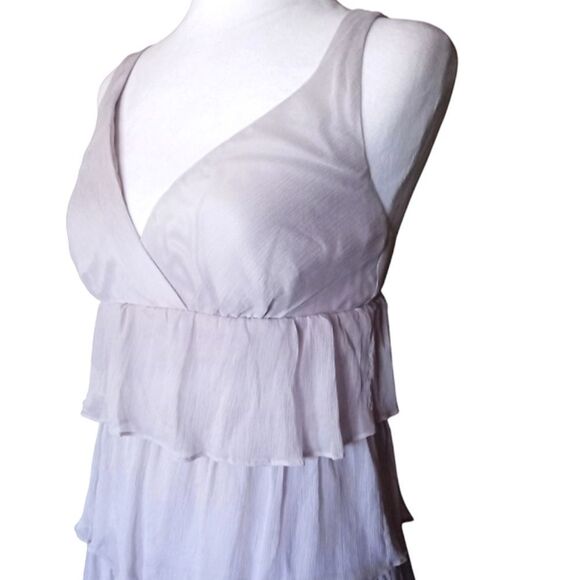 J. Crew Babydoll Style 100% Silk Light Lavender Tiered Midi Dress Size 2 Petite - Picture 4 of 8